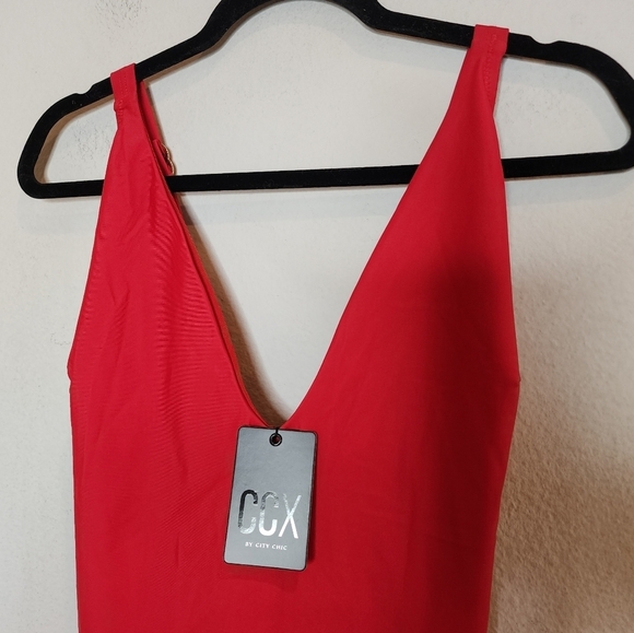 NWT City Chic CCX Red Lace up one piece swimsuit. Women's plus size 20. - Picture 5 of 16
